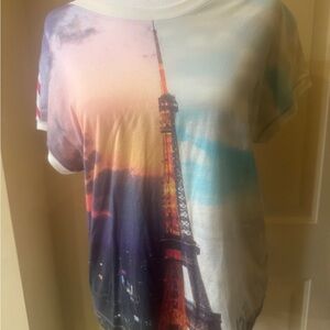 Marc Cain Designer cotton, Eiffel Tower two‎ sided T-shirt size medium(2) T